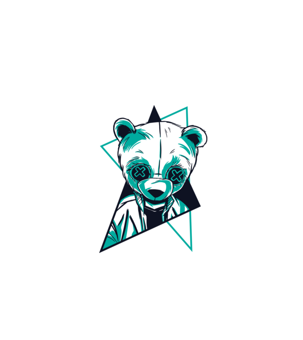 Panda Neon model alb pe tricou