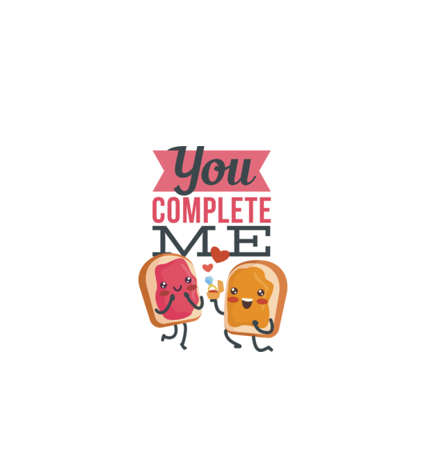 'You Complete Me Tricou drăguț pentru Valentine''s Day' model alb pe tricou