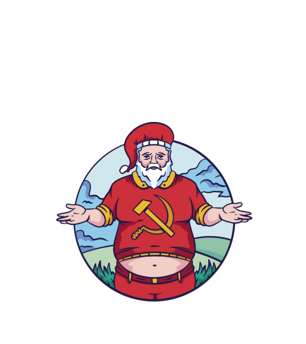 Moș Crăciun comunist model alb pe tricou