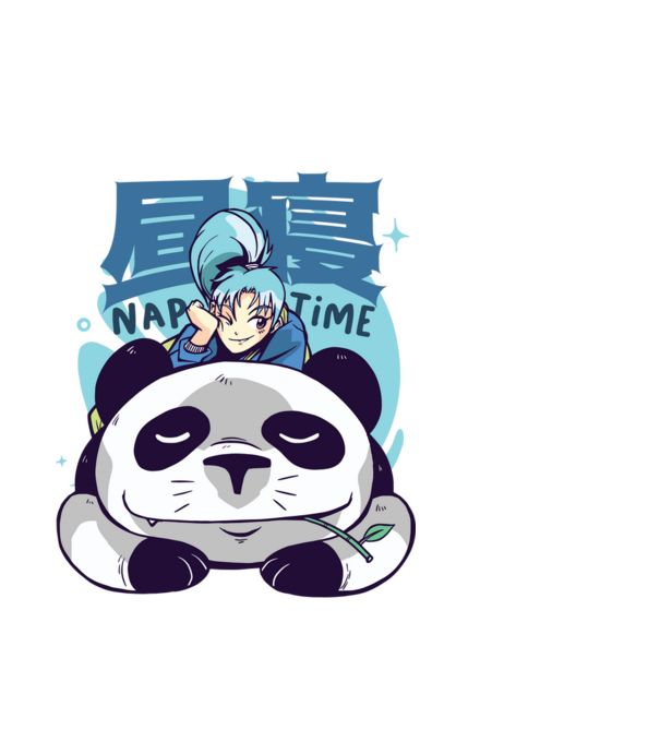 Anime Panda relaxare model alb pe tricou