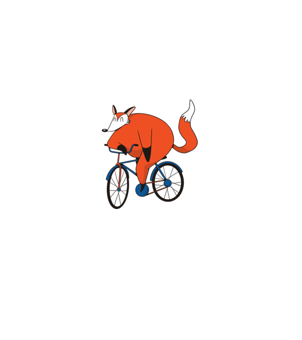 Vulpe cu bicicletă model gri pe tricou