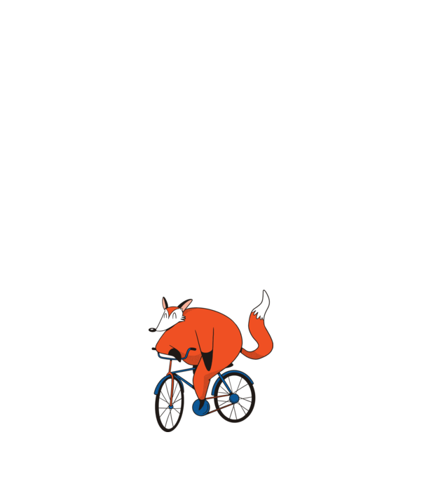 Vulpe cu bicicletă model negru pe tricou