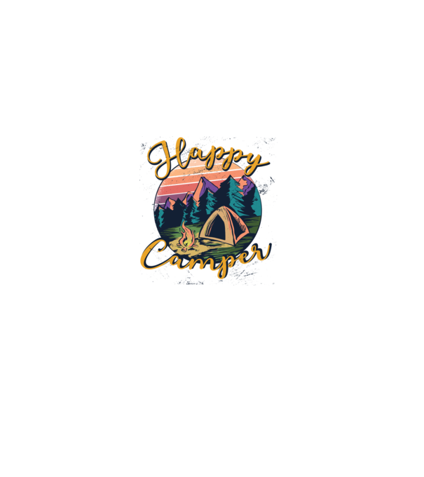 Happy Camper tricou camping model albastru deschis pe tricou