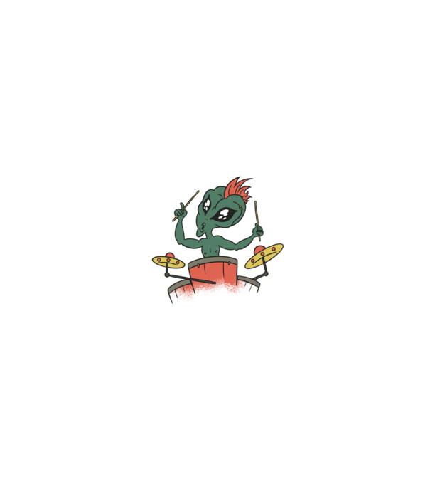 Alien baterist model negru pe tricou
