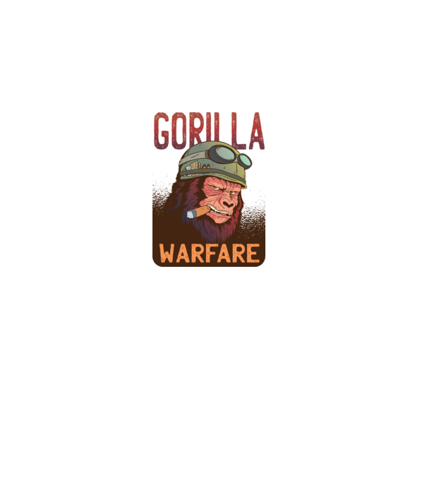 Gorilla Warfare model alb pe tricou