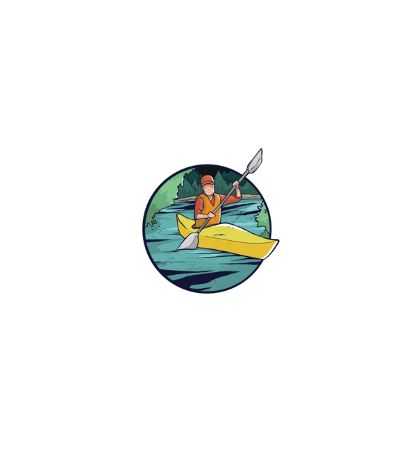 Caiac-canoe model negru pe tricou