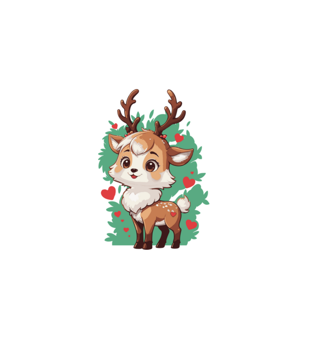 Valentine Deer model alb pe tricou