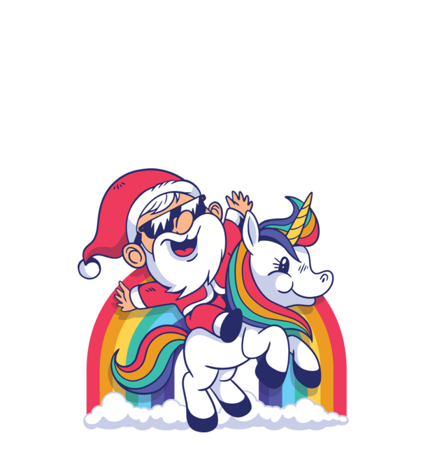 Moș Crăciun Drăguț Unicorn tricou model negru pe tricou