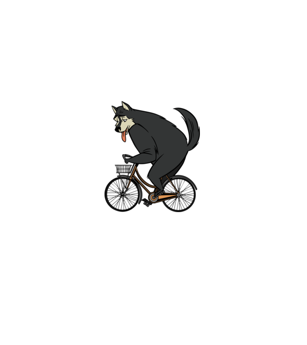 Lup pe bicicletă model alb pe tricou