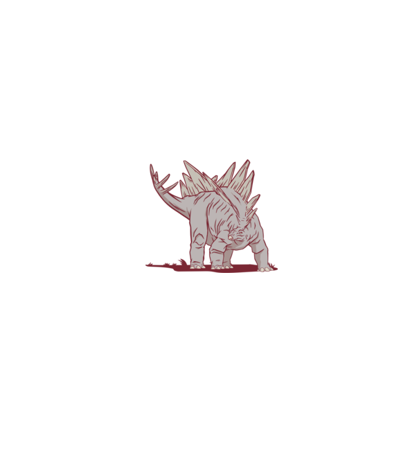 Stegosaurus dinozaur model gri pe tricou