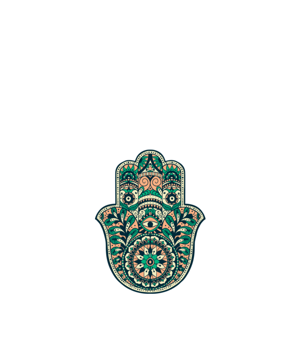 Mână Hamza - Mâna lui Dumnezeu Mandala model alb pe tricou