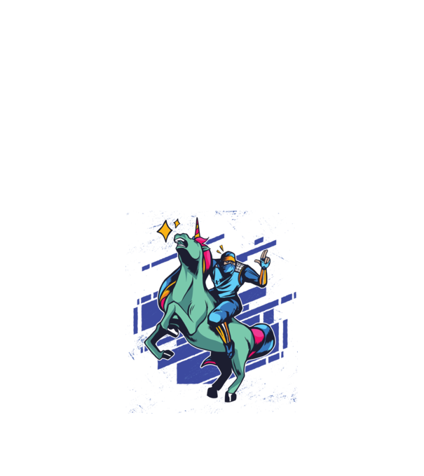Unicorn Ninja model nisipiu pe tricou