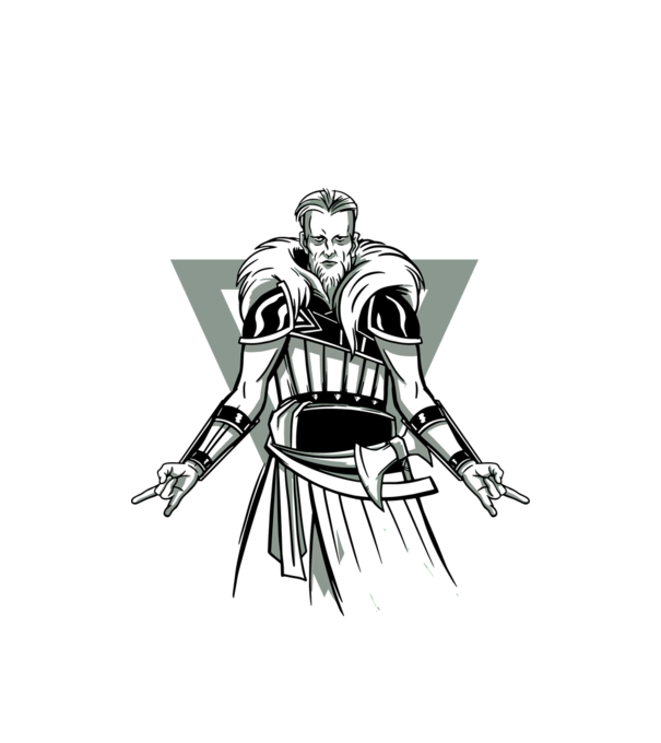 Războinic Viking model alb pe tricou