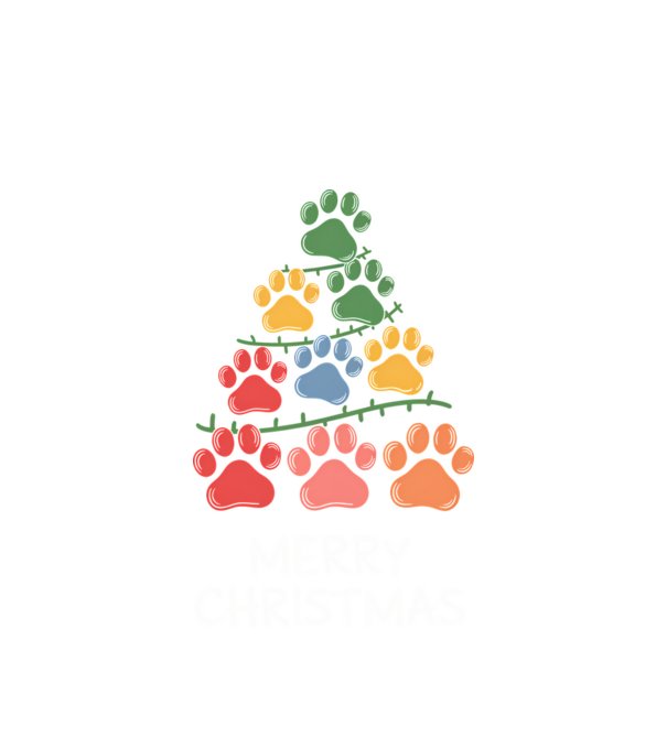 Merry Christmas Paws Negru model alb pe tricou