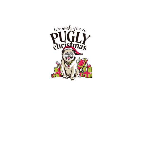 We wish You a Pugly Christmas tricou cu mops model gri pe tricou