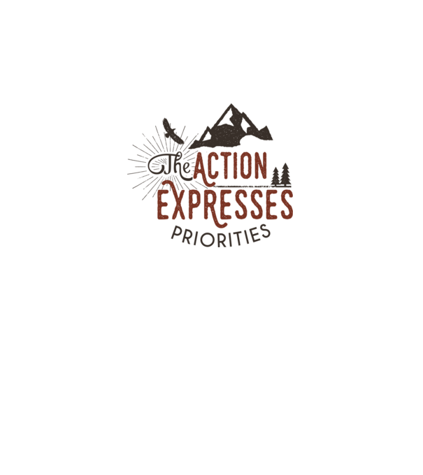 The action expresses priorities model alb pe tricou