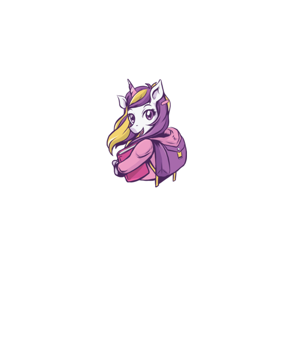 Școlăriță Unicorn model alb pe tricou