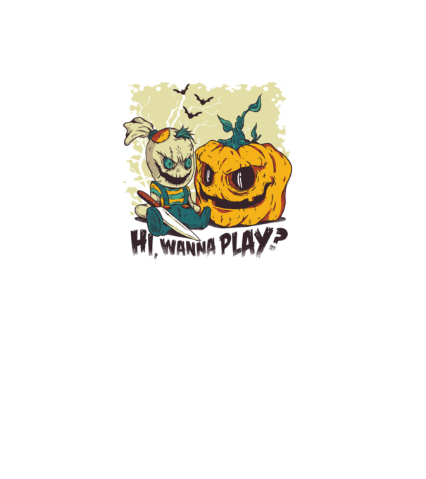 Vrei să te joci? Halloween model albastru deschis pe tricou
