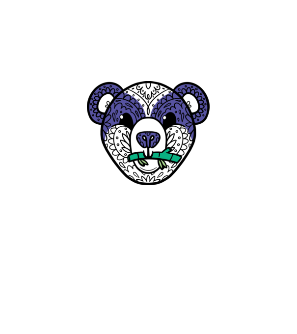 Mandala Panda model gri pe tricou