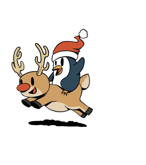 pinguin reindeer cristmas model negru pe tricou
