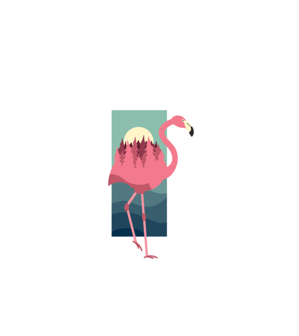 Flamingo Design model alb pe tricou