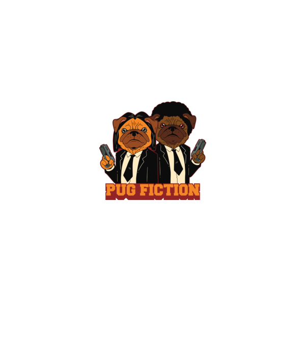 Pug Fiction Pugs Mops Pulp Fiction parodie model alb pe tricou