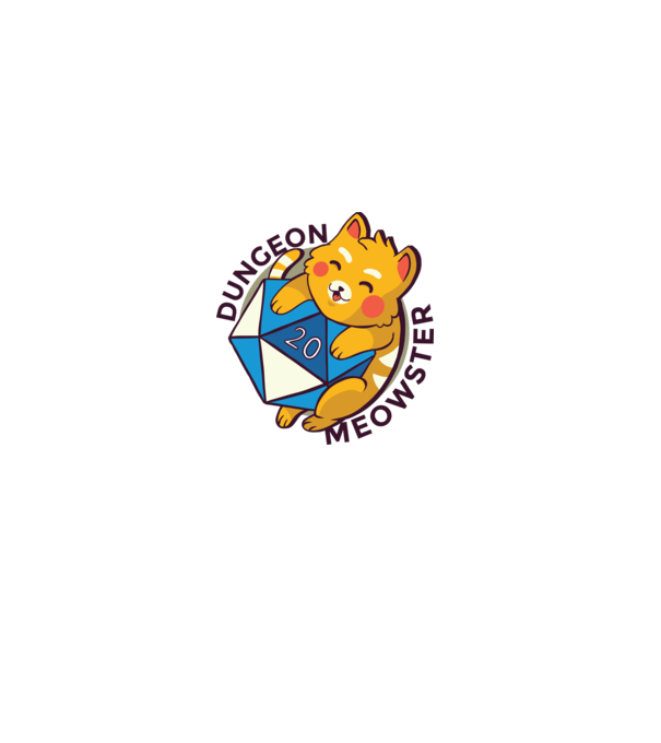 Dungeon Meowster joc de rol RPG tricou cu pisică model alb pe tricou