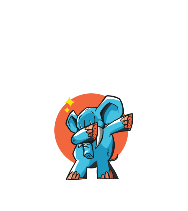 Elefant DAB model albastru închis pe tricou