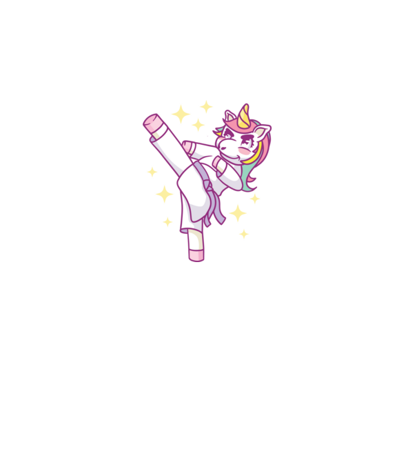 Karate unicorn model albastru regal pe tricou