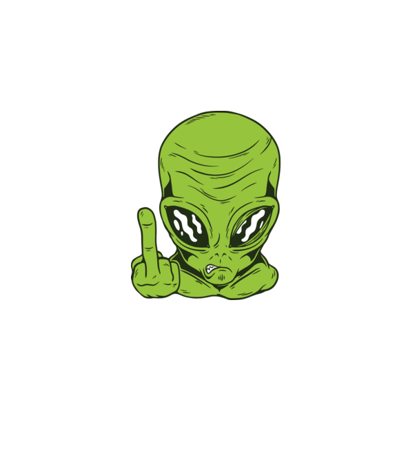 Alien arată degetul model negru pe tricou