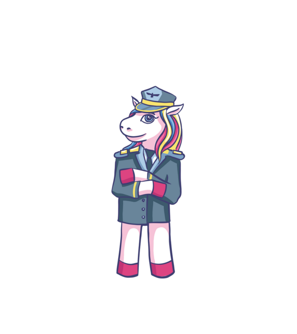 Unicorn Pilot model alb pe tricou
