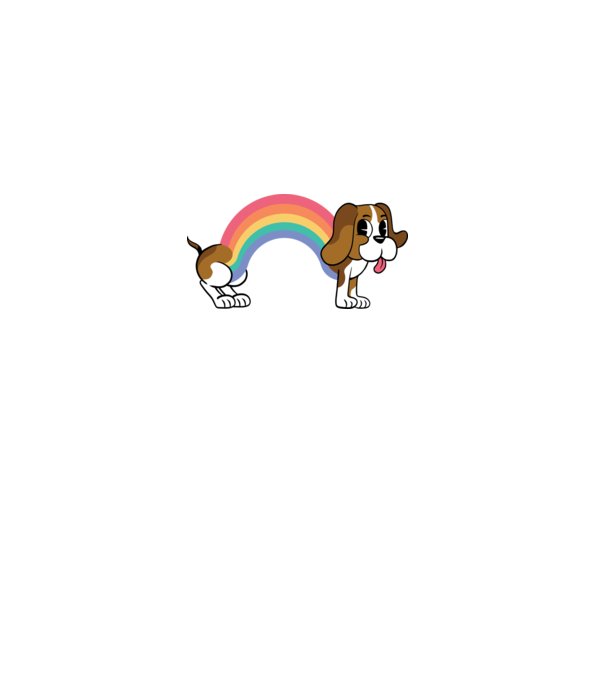 Beagle curcubeu model alb pe tricou