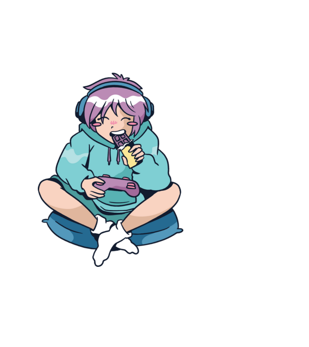 Anime Gamer Fată cu ciocolată model negru pe tricou