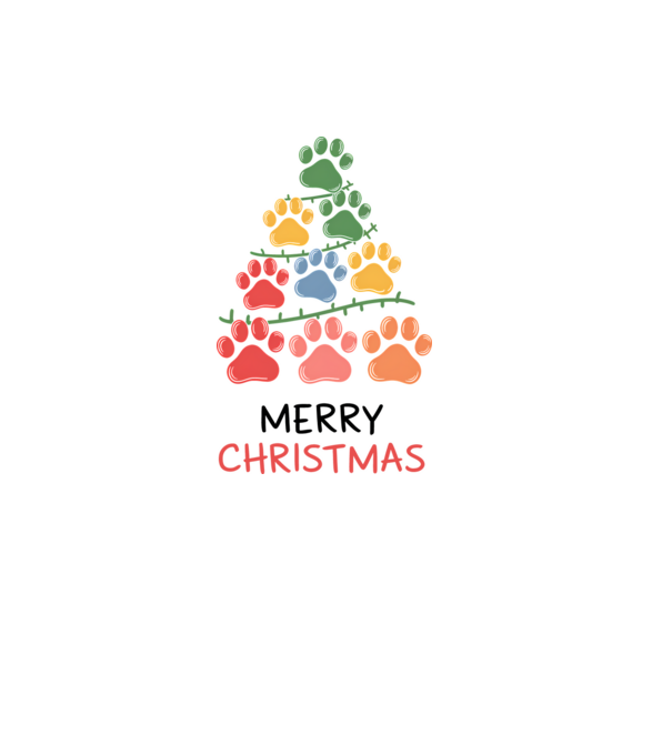 Merry Christmas Paws Alb model alb pe tricou