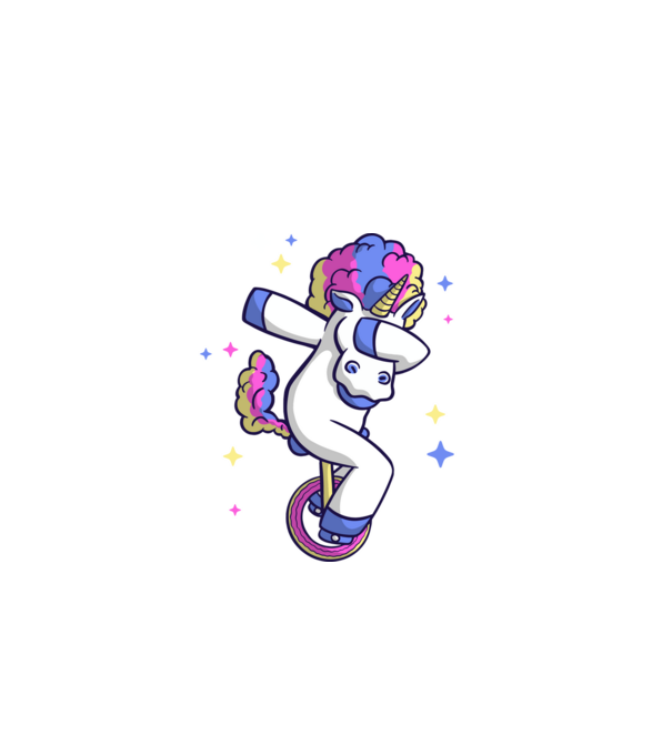 Unicorn pe monociclu model negru pe tricou