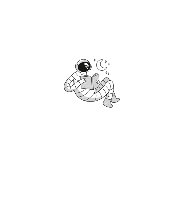 Lectură Astronaut model negru pe tricou