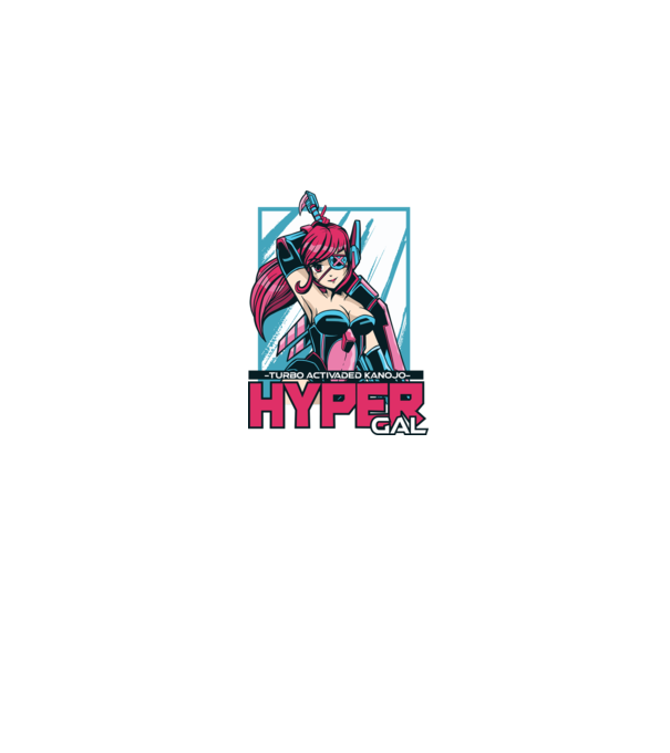 Hyper Gal - Fată Anime model albastru jeanși pe tricou
