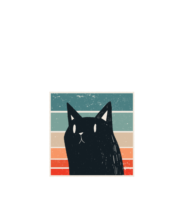 Pisică retro model negru pe tricou
