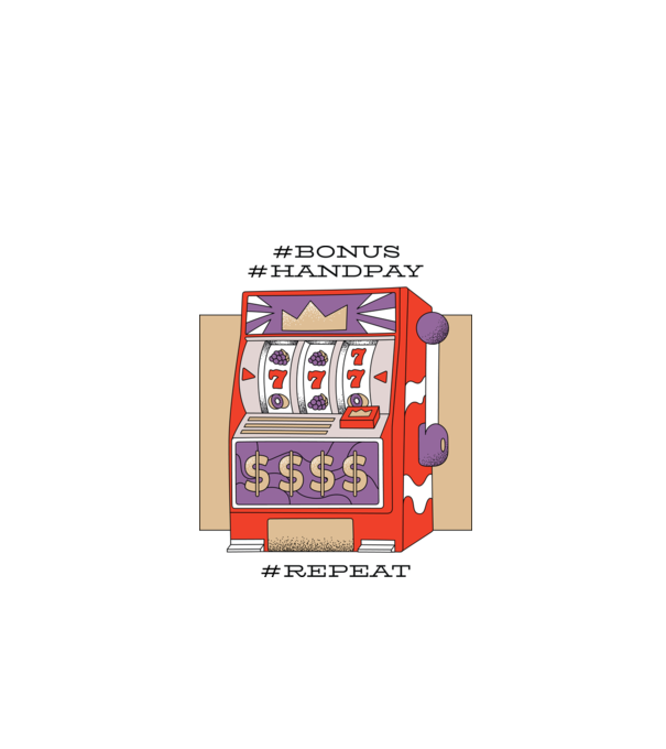 Slot machine model alb pe tricou