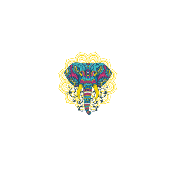 Elefant Mandala Colorat model albastru jeanși pe tricou
