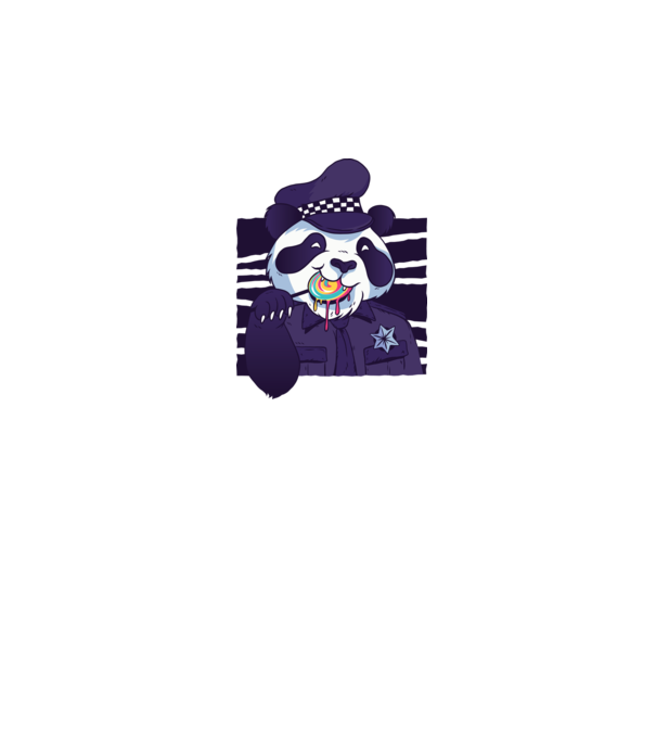Panda polițist cu acadea model roz pe tricou
