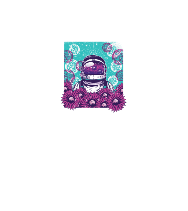 Floral Astronaut model gri pe tricou
