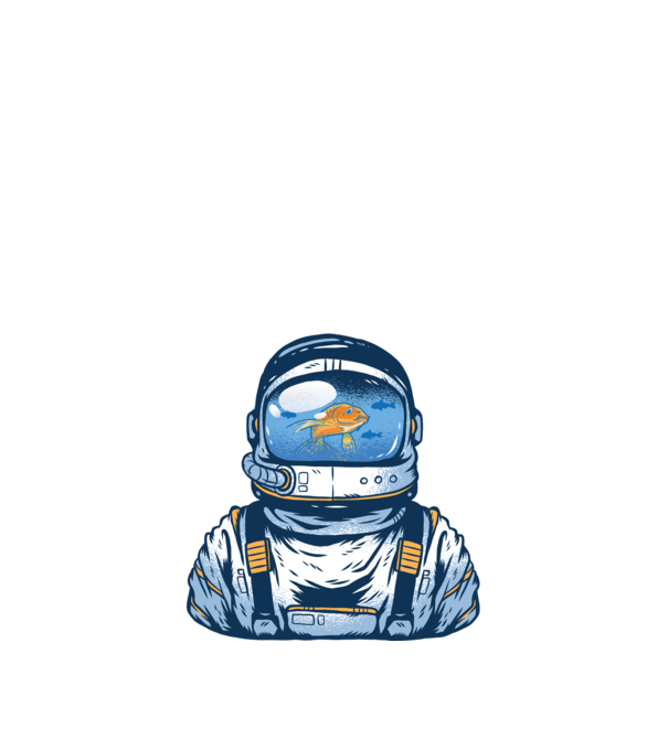 Peștișor auriu Astronaut model negru pe tricou
