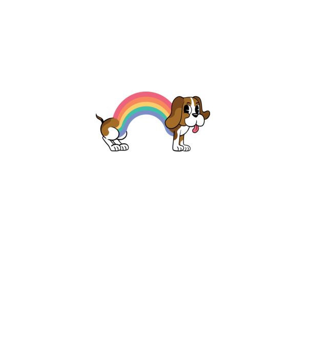 Beagle curcubeu model alb pe tricou