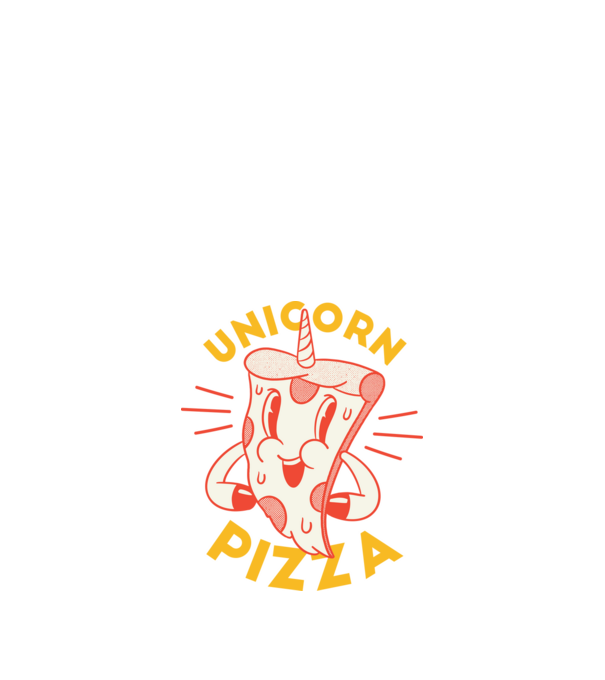 Unicorn Pizza model albastru închis pe tricou