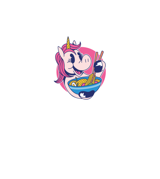 Unicorn Ramen model negru pe tricou