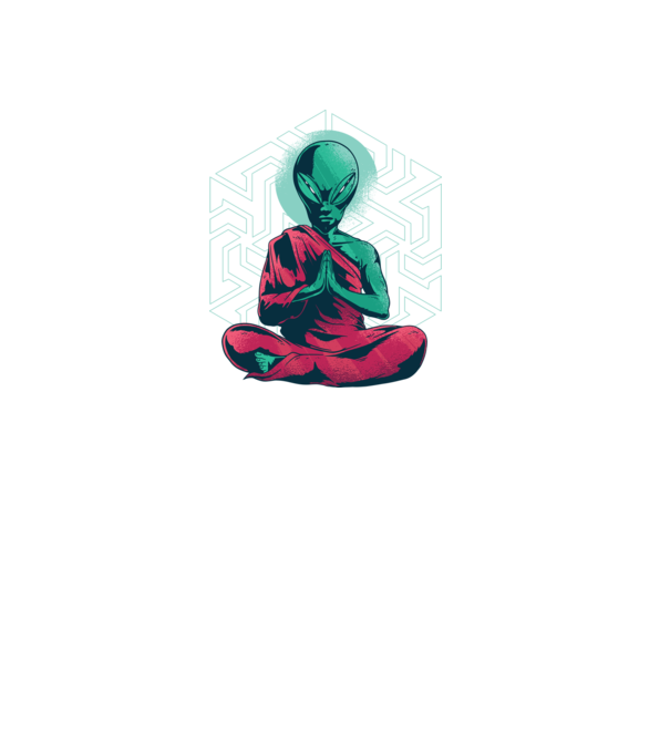 Meditație Alien model negru pe tricou