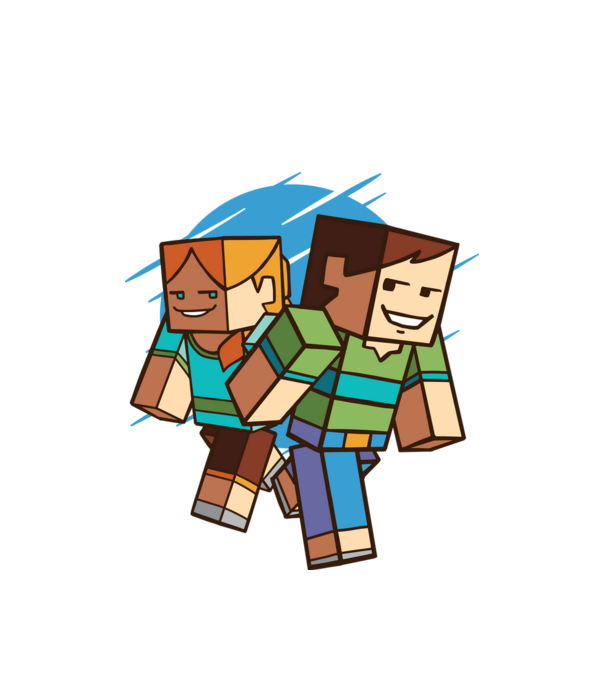 Caractere Minecraft model alb pe tricou