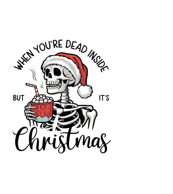 Dead inside, but it's christmas Alb model alb pe tricou