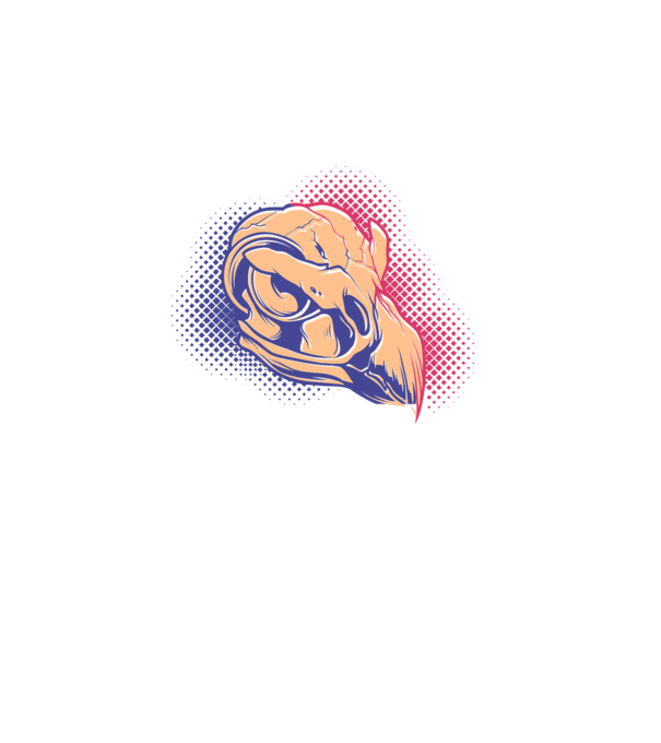Bird skull model alb pe tricou